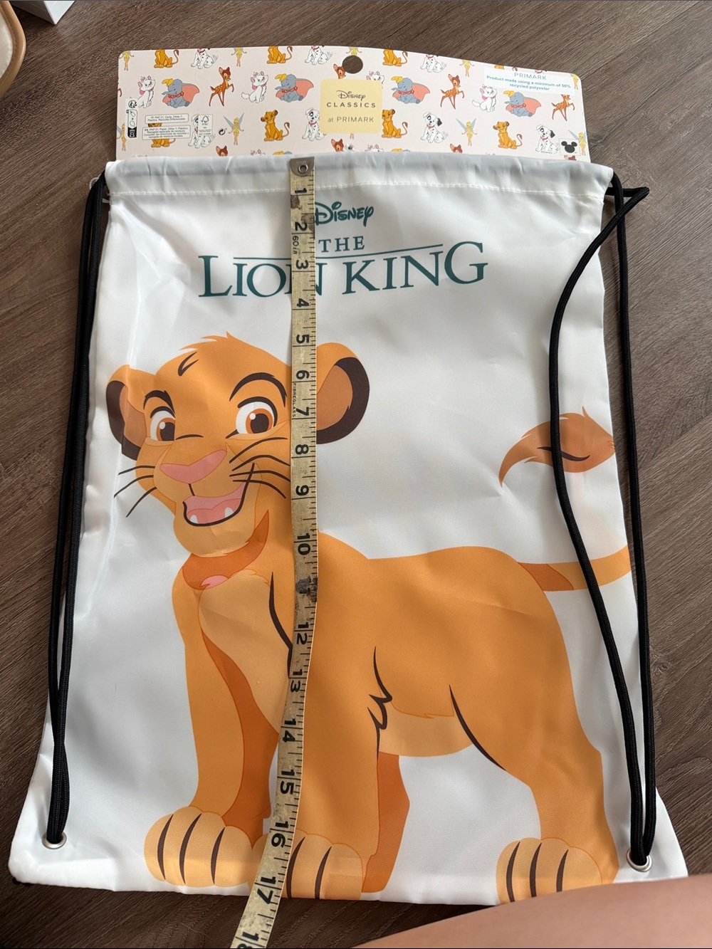 NWT Disney Lion King Kids White & Orange Simba Drawstring Bag with Black Cords - Picture 3 of 4